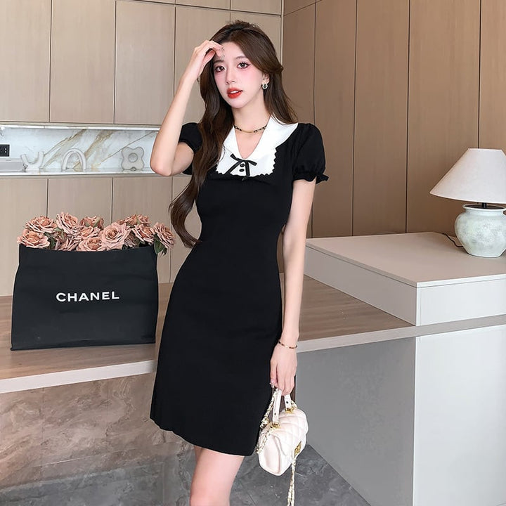 【dress】気質満点大人可愛い薄手ニットワンピース着瘦せ　M16874