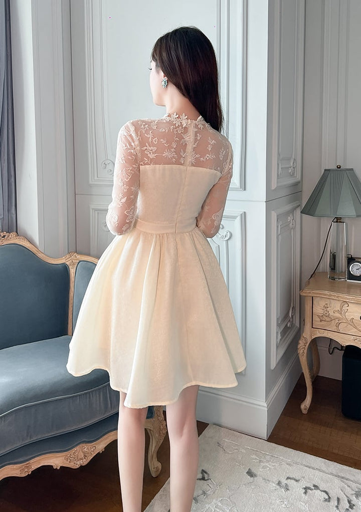【dress】レース切り替ワンピース　M27012