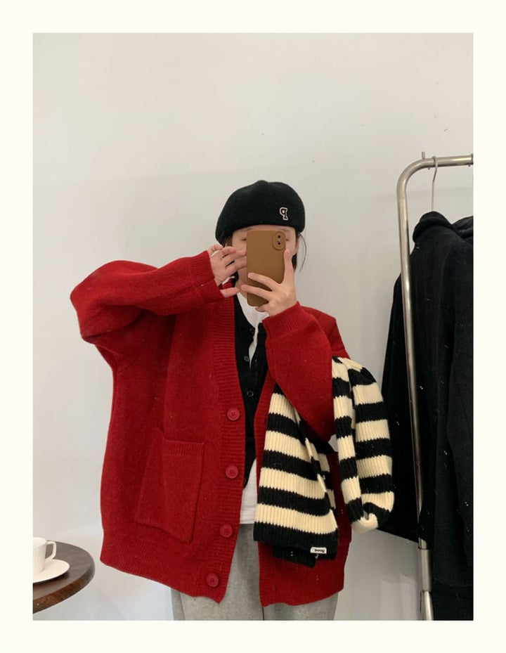【dress】無地Vネックニットカーディガン　M17703