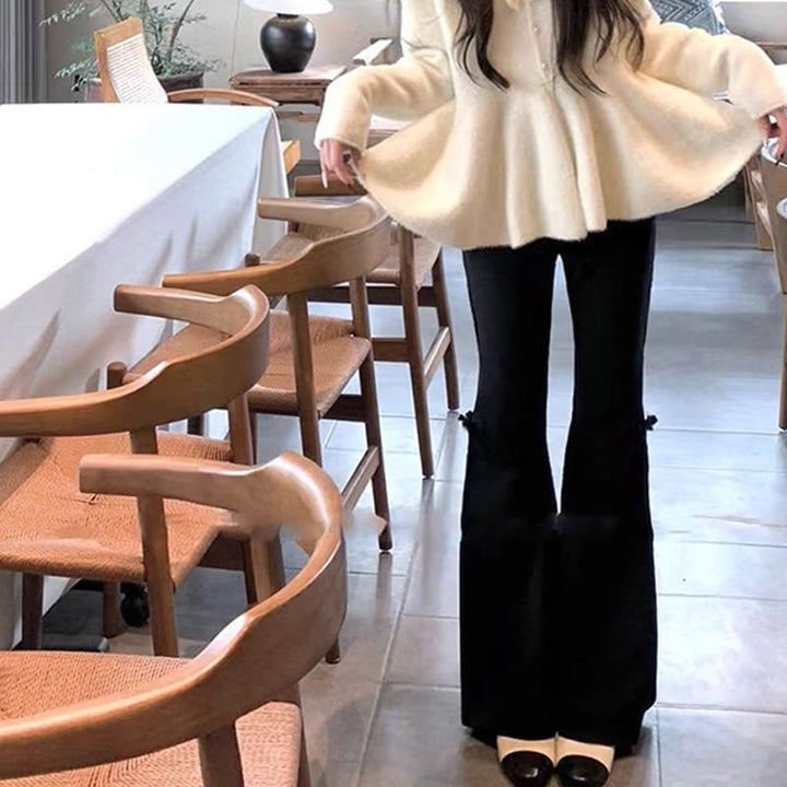 【bottoms】リボン付きベルボトムパンツ Q7595