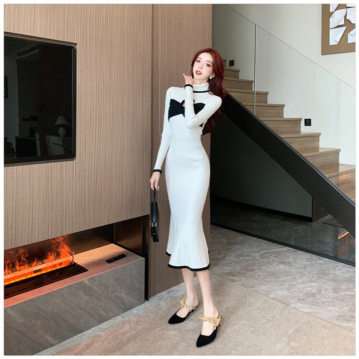【dress】ドッキングニットワンピース　M18779