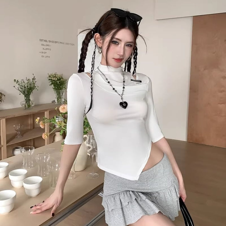 【tops】フェイクレイヤードトップス Q8075