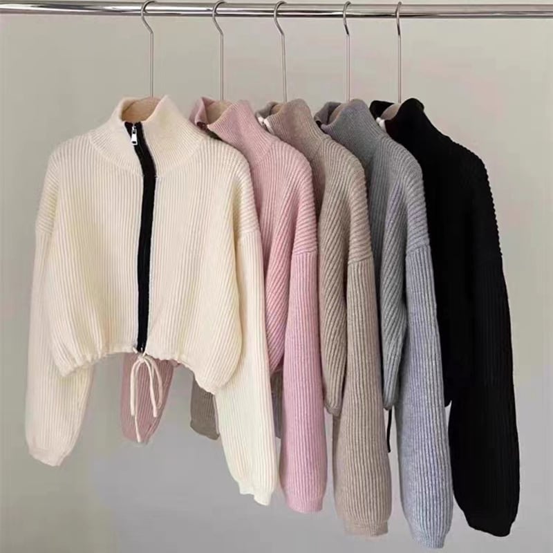 【outer】Wジップハイネックニットカーデ　M18226