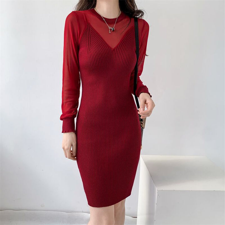 【dress】ドッキングニットワンピース　M18046