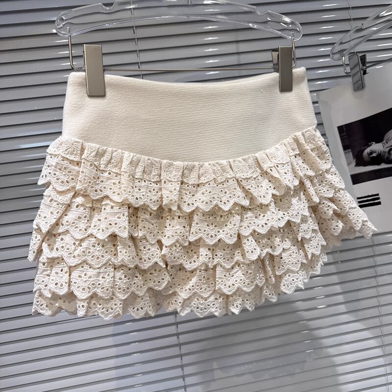 【bottoms】レースティアードスカート Q7455