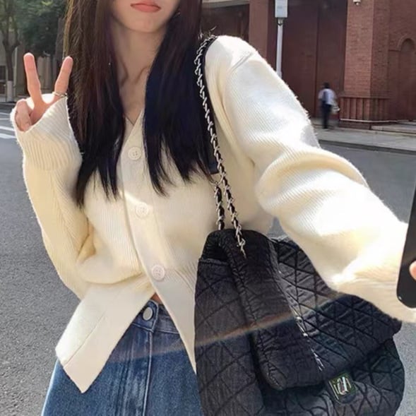 【outer】Vネックニットカーデ　M26695