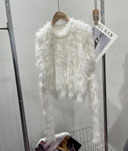【tops】フェザーニットセーターアームカバー付き　M18098