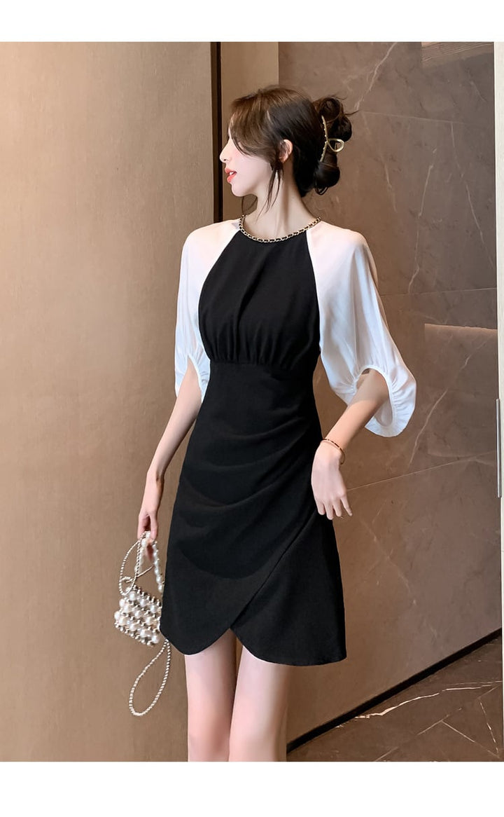 【dress】高級感 エレガント切り替えデートワンピース　M17499