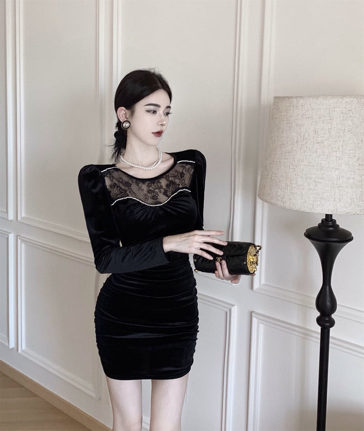 【dress】レース切り替えデートワンピース　M26639
