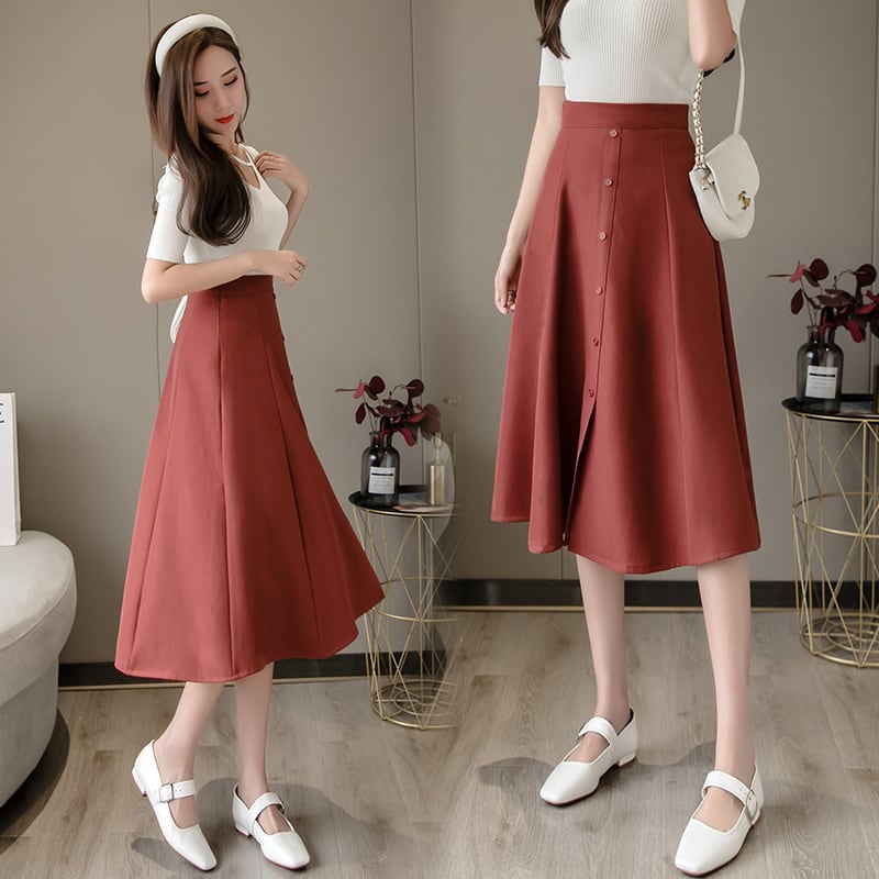 【bottoms】韓国系超人気OL、通勤ハイウエストスカート　M17047