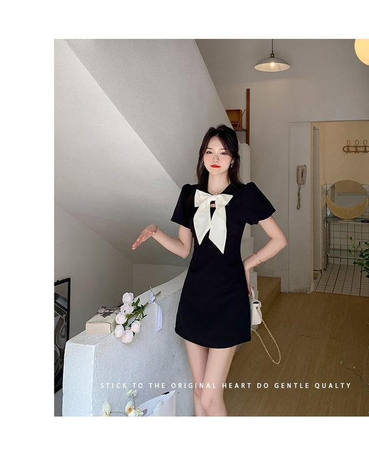 【dress】人気アイテム ! リボン付きデートワンピース　M17233