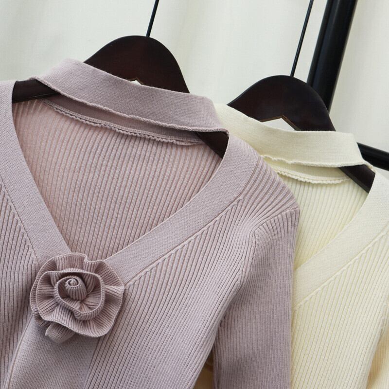 【tops】立体フラワーニットトップス　M28631