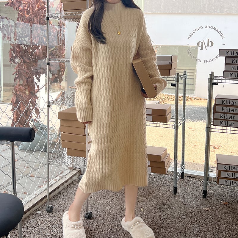 【dress】無地ニットワンピース　M18235