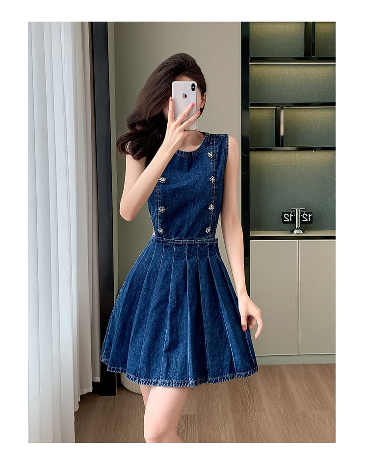 【dress】ノースリーブデニムワンピース　M24567
