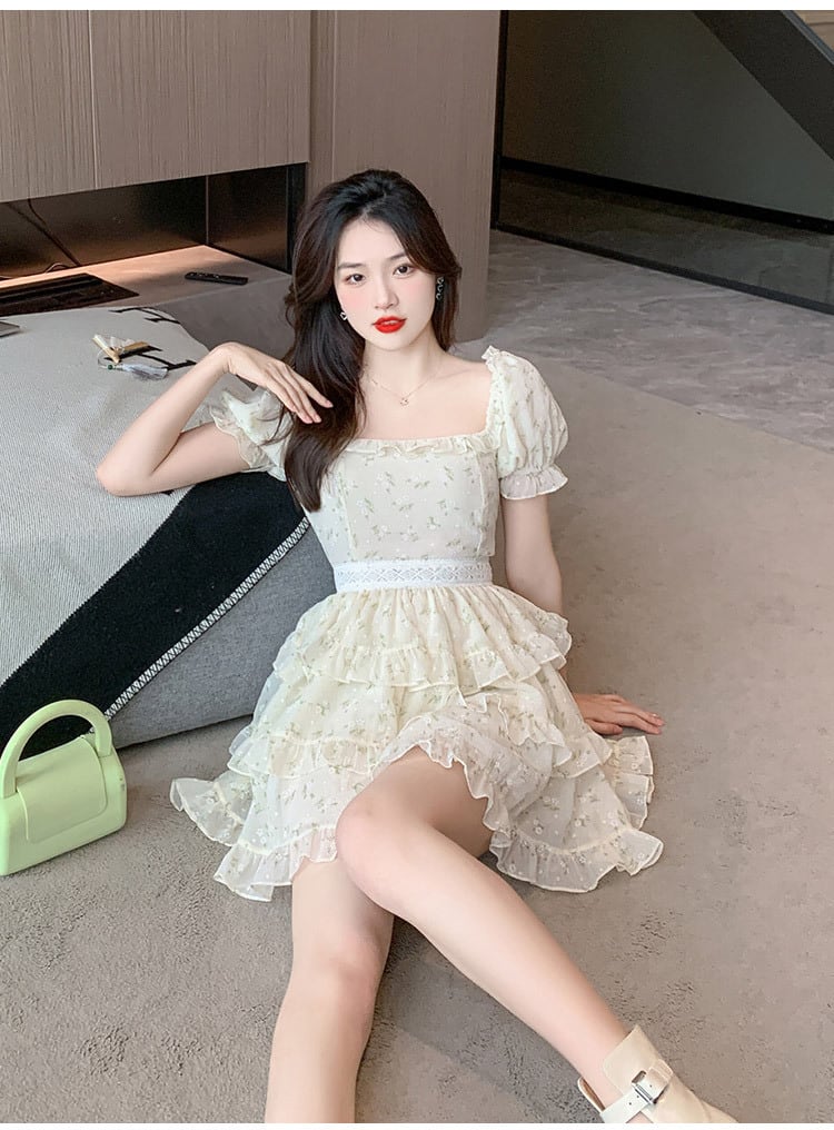 【dress】細身効果抜群♪スウィート花柄ワンピースオシャレ　M16846