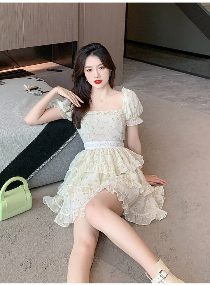 【dress】細身効果抜群♪スウィート花柄ワンピースオシャレ　M16846