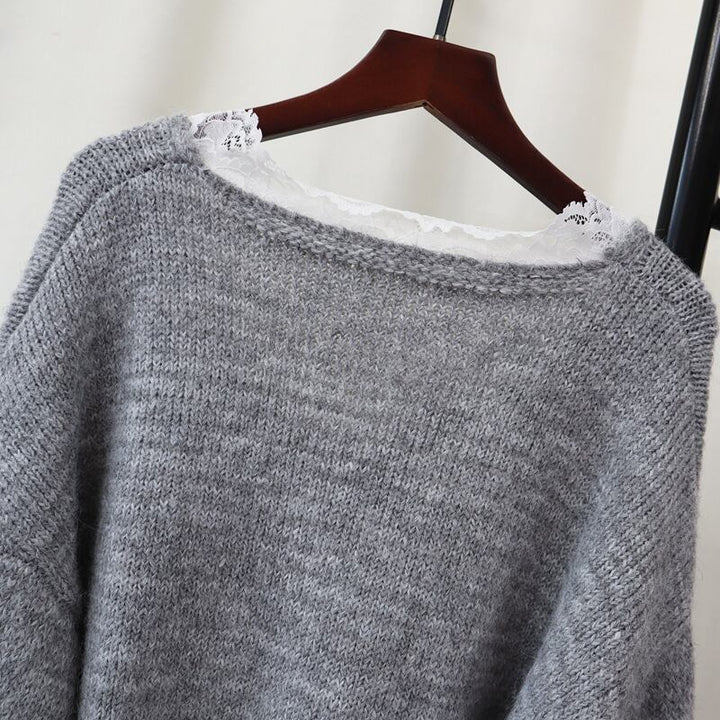 【tops】レース切り替えニットセーター　M27167