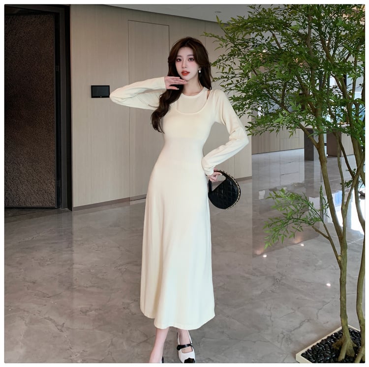 【dress】輝いて超人気 ! 切り替えニットワンピース　M17585