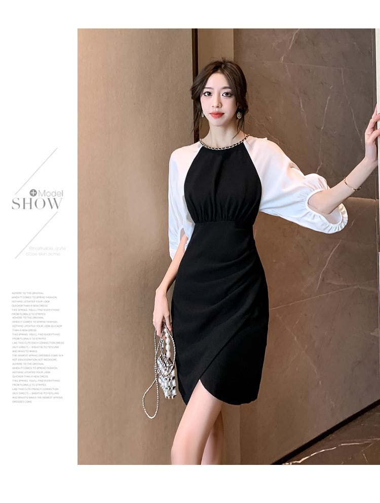【dress】高級感 エレガント切り替えデートワンピース　M17499
