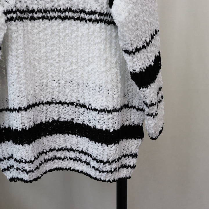 【tops】クルーネックボーダー柄ニットセーター　M18265
