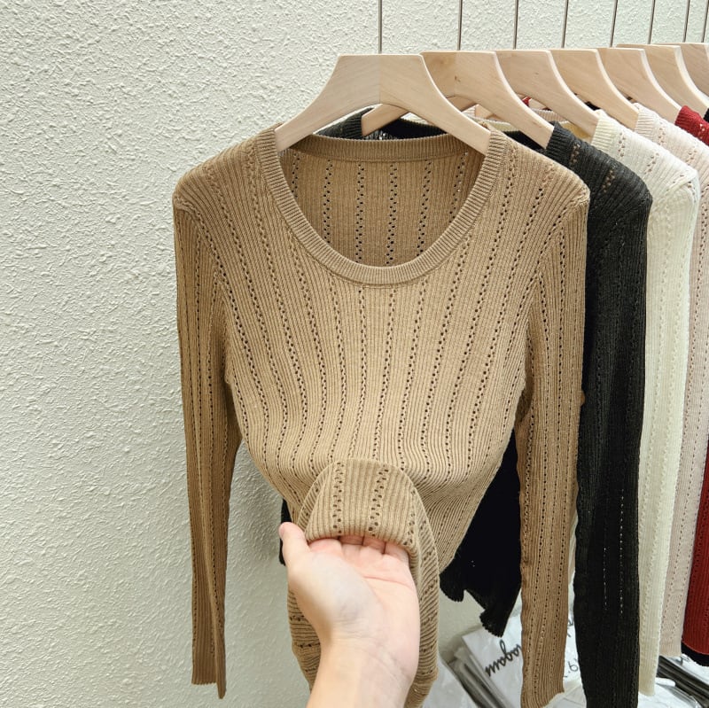 【tops】カットワークニットトップス　M26513