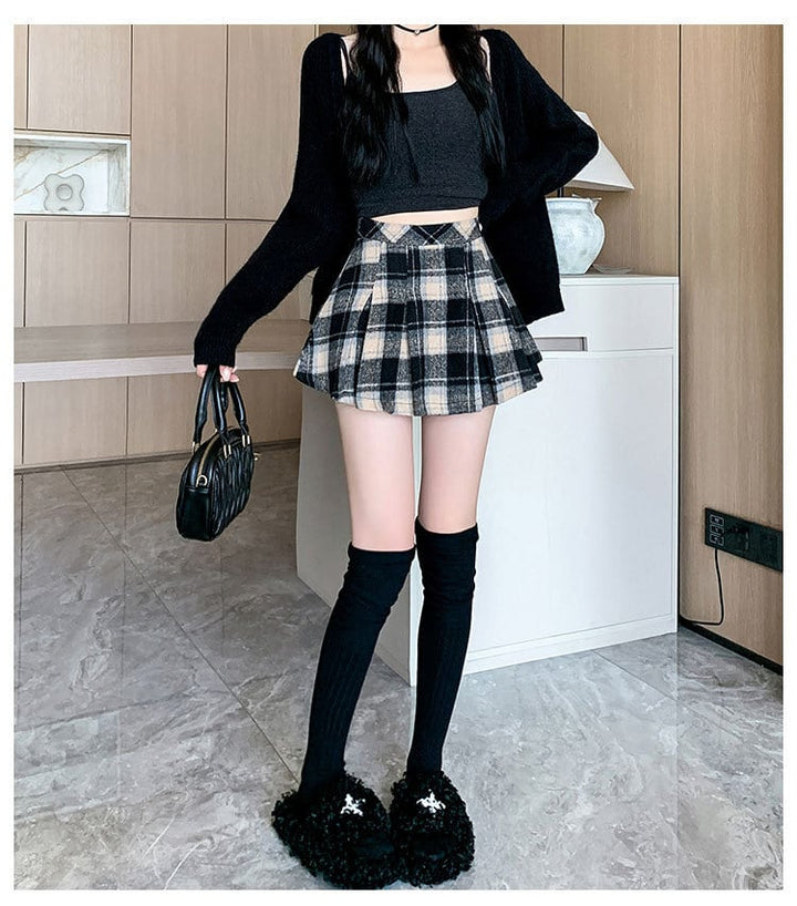 【bottoms】チェック柄キュロットパンツ　M27145