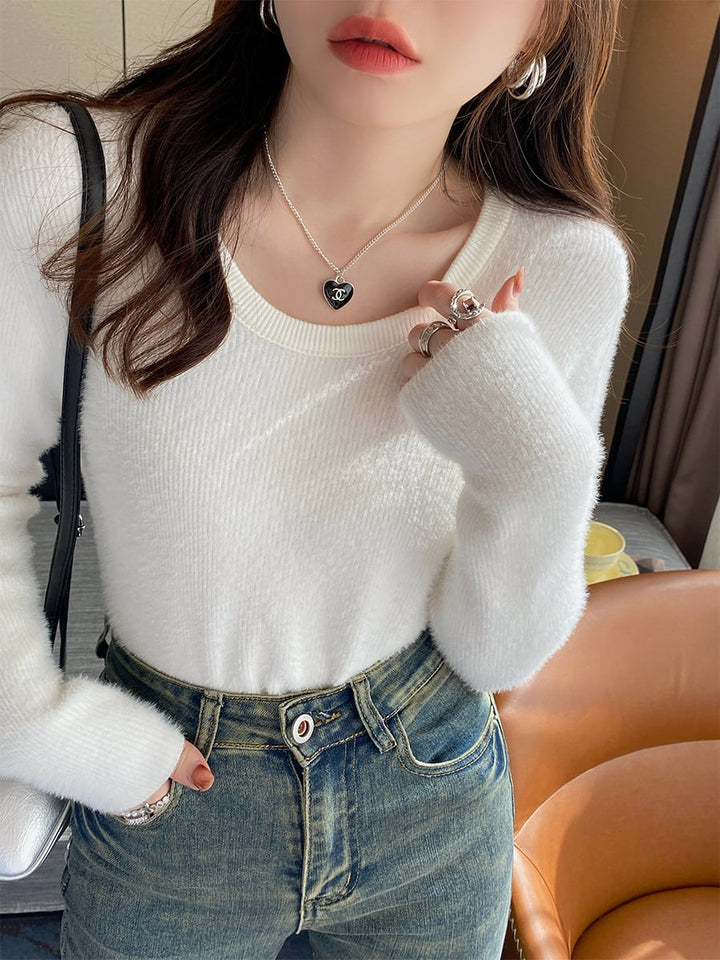 【tops】無地ニットトップス　M26692