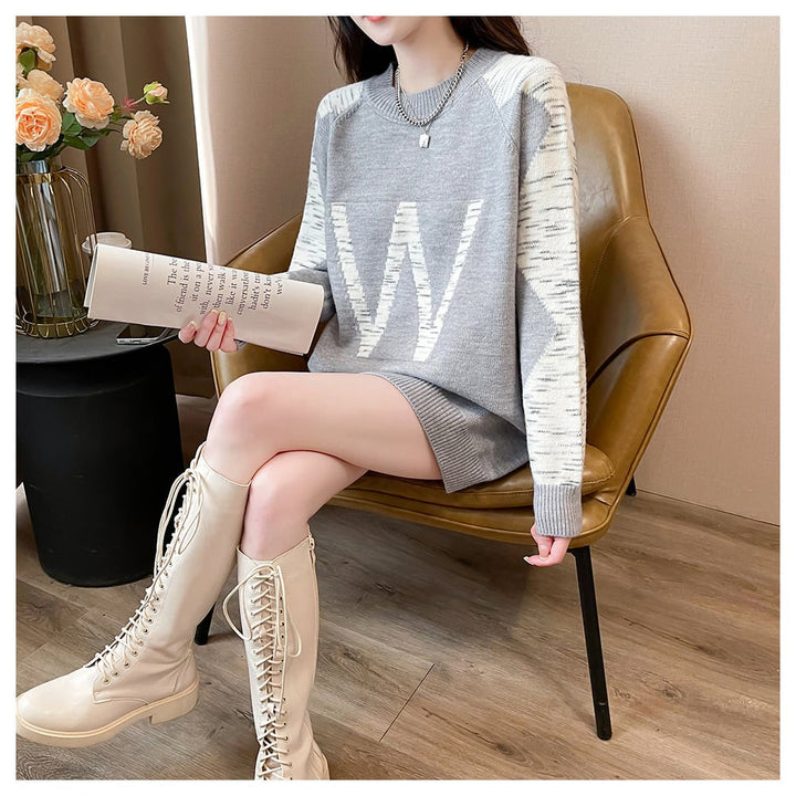 【tops】ジャカードニットセーター　M26572