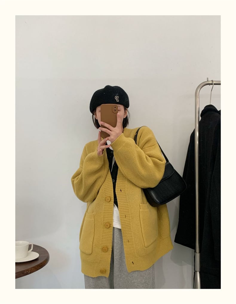 【dress】無地Vネックニットカーディガン　M17703