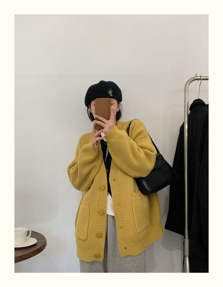 【dress】無地Vネックニットカーディガン　M17703