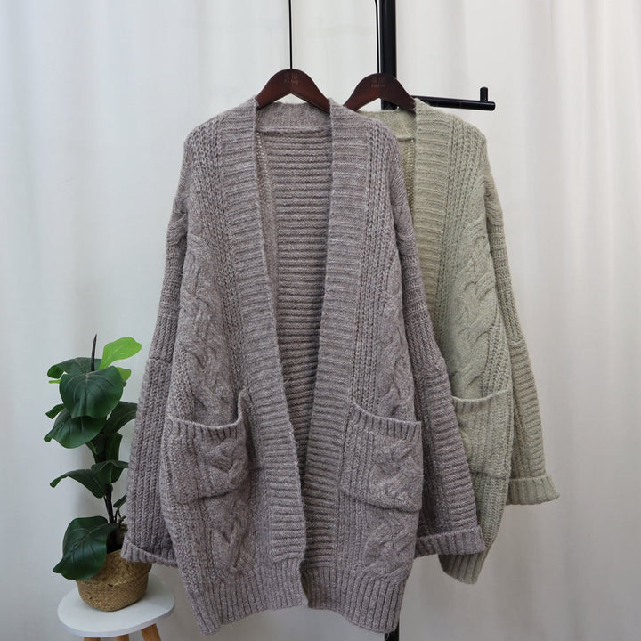 【outer】Vネックアウトポケットニットカーデ　M17853