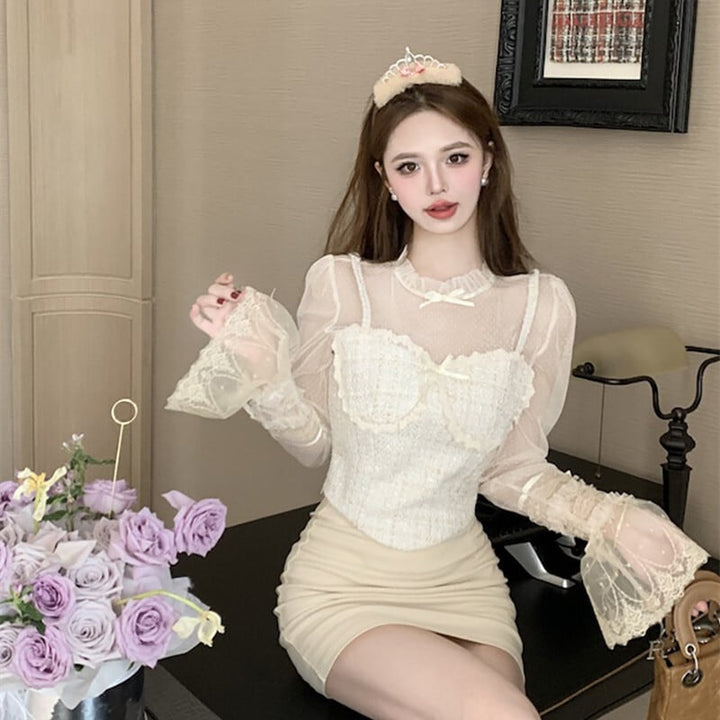 【tops】レースドッキングトップス　M29335
