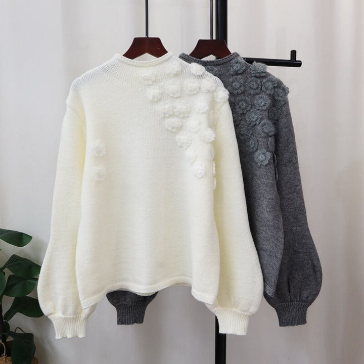 【tops】フラワーモチーフニットトップス　N2904