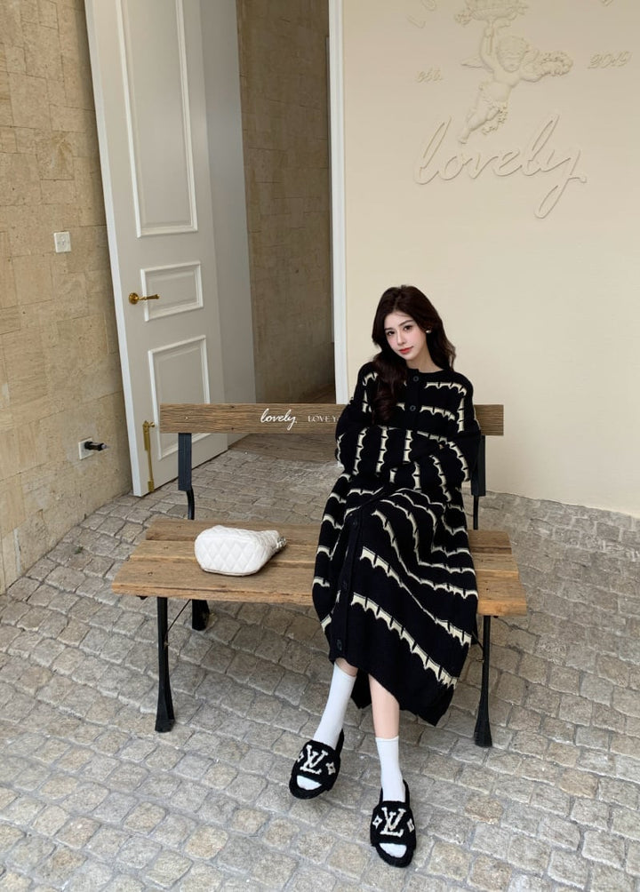 【dress】ボーダー柄ニットワンピース　M28377