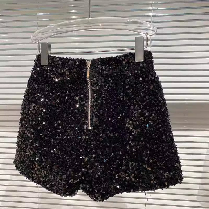 【bottoms】スパンコール付きショートパンツ Q7748
