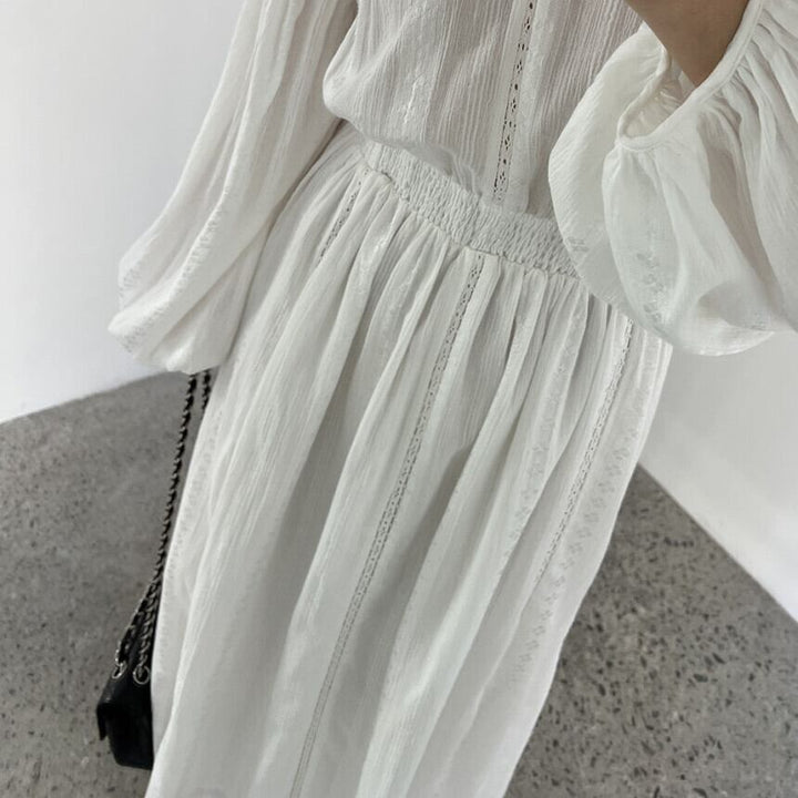 【dress】カットワークレース切り替えワンピース　M29780