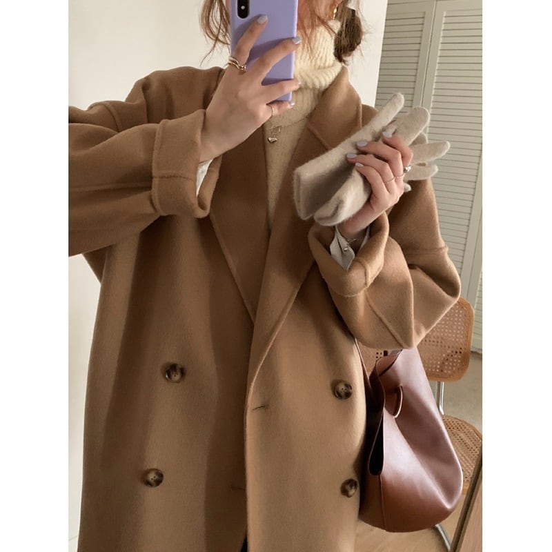 【outer】Vネックカラーコート　M17907
