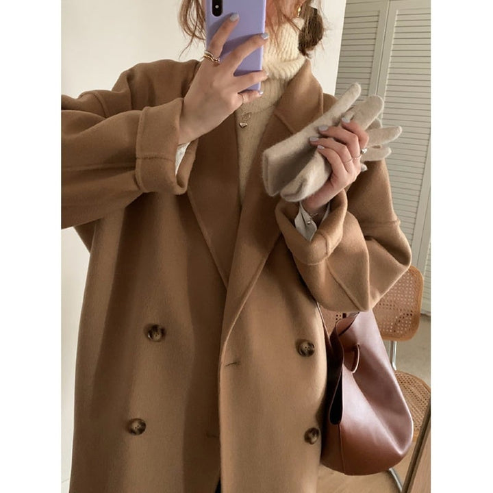 【outer】Vネックカラーコート　M17907