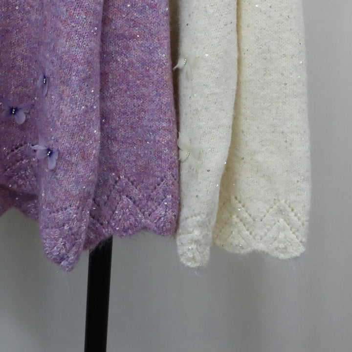 【tops】レース切り替えニットセーター　M28399