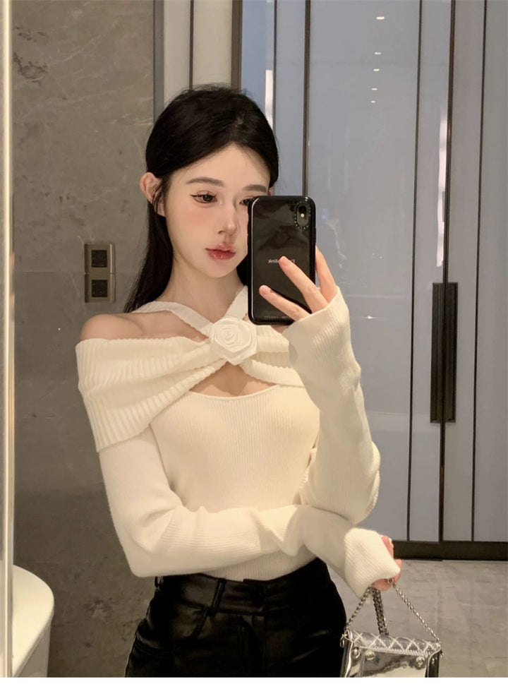 【tops】オフショルダーニットトップス　M26734