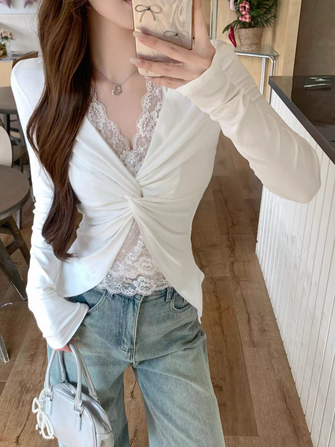 【tops】レースドッキングトップス Q8060