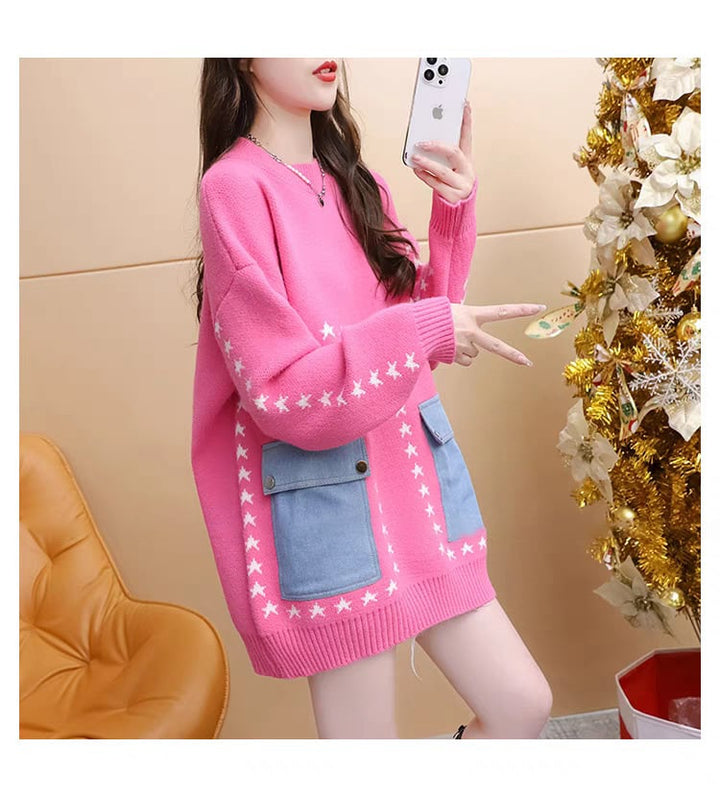 【tops】クルーネックニットセーター　M29196