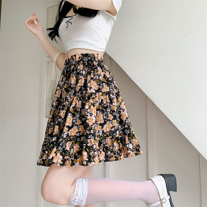 【bottoms】花柄スカート　M24449