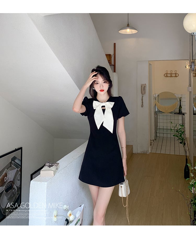 【dress】人気アイテム ! リボン付きデートワンピース　M17233