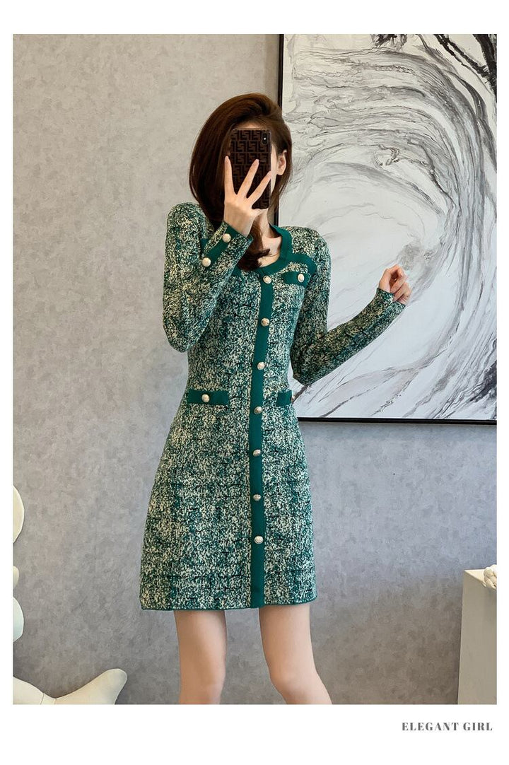 【dress】ニットワンピース着瘦せ人気デザイン　M17667