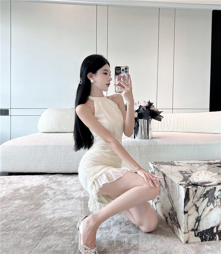 【dress】フリル不規則 イレギュラーセクシーワンピース　M16890