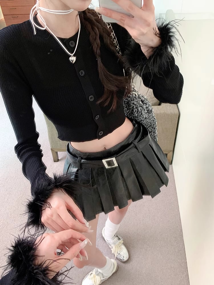 【outer】袖ファーニットカーデ　M18079