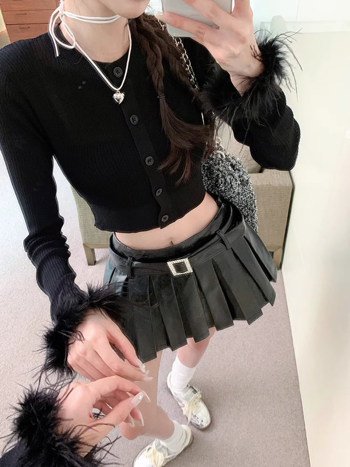 【outer】袖ファーニットカーデ　M18079