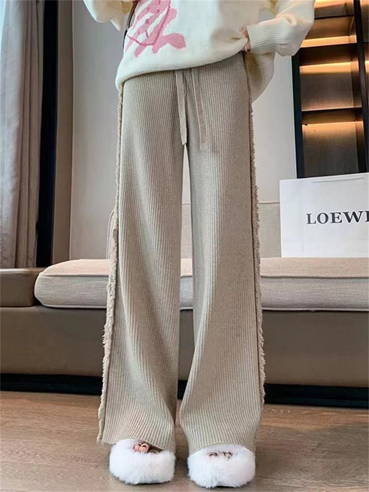 【bottoms】ハイウエストニットワイドパンツ　M18323