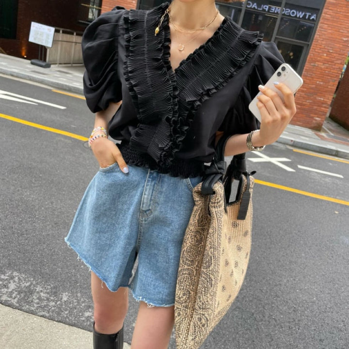 【tops】ギャザーフリルブラウス　M24724